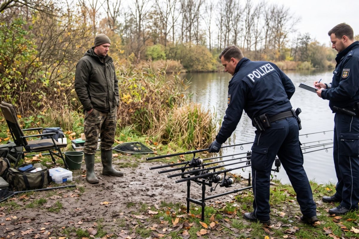 Polizei – Fünf Ruten im Wasser, Anzeige, Tackle weg