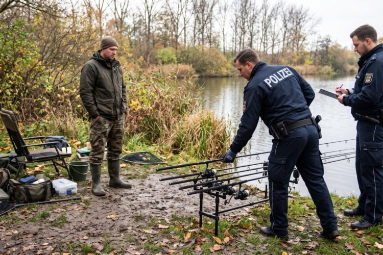 Polizei – Fünf Ruten im Wasser, Anzeige, Tackle weg