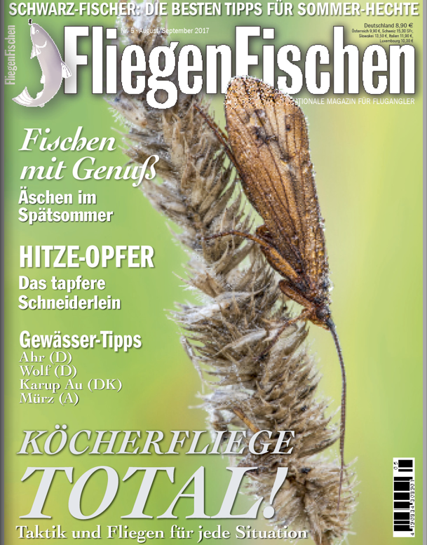 Die Köcherfliegen sind los! Endlich! Doch mit welcher Fliege und mit welcher Technik imitiere ich eine Larve, Puppe oder ein flugfähiges Insekt am besten? Wir haben für Sie Fliegen für alle Lebenslagen und Tipps zum Fischen zusammengestellt. Freuen Sie sich auf die neue FliegenFischen-Ausgabe 5/2017: ab 9. August im Handel erhältlich!