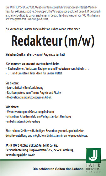 Stellenausschreibung Redakteur Angelredaktion