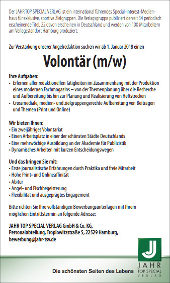 Stellenausschreibung Volontaer Angelredaktion